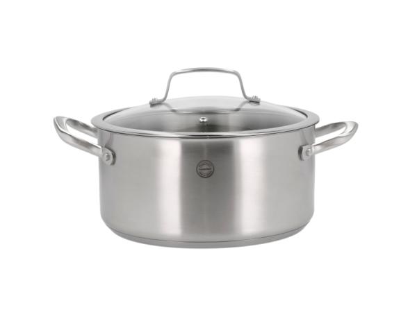 BITZ Pillivuyt Gourmet Roya Pot with glass lid Dia 24 cm 5.2 liter Steel