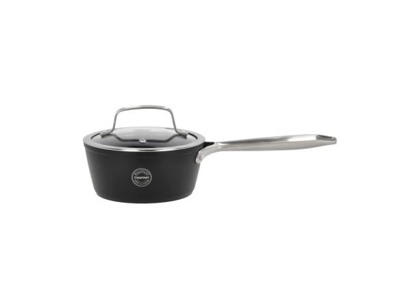 BITZ Pillivuyt Gourmet Travo Saucepan with glass lid Dia 16 cm 1 3 liter Black