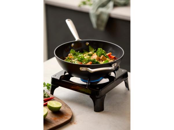 BITZ Pillivuyt Gourmet Travo Wok Ceramic Non-stick Dia 28 Cm Black