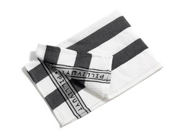 BITZ Pillivuyt Tea towel 90 x 60 cm Black/white wide stripes