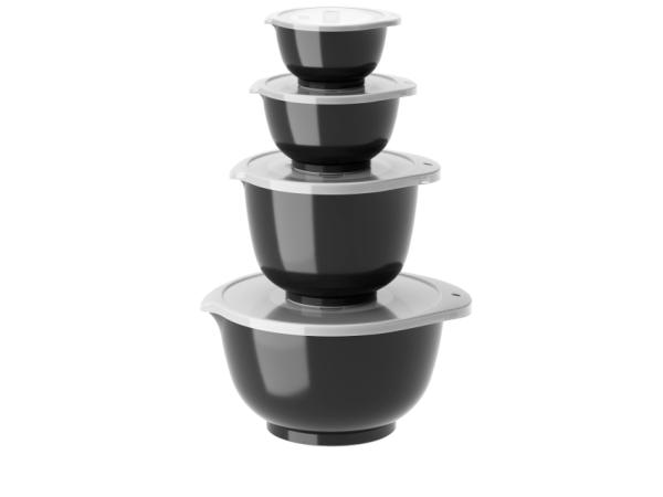 BITZ Rosti NEW Margrethe Mixing bowl set 8 parts 0.25 + 0.5 + 1.5 + 3 liter Carbon black