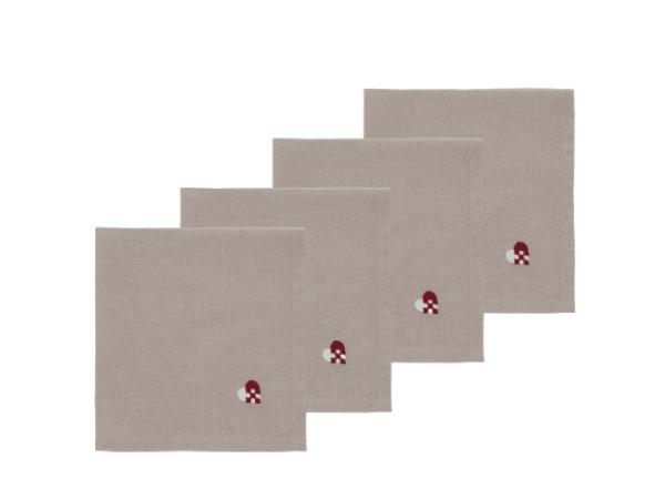BITZ Södahl Christmas Hearts Embroidery Napkins 40 x 40 cm 4 pcs Dark red