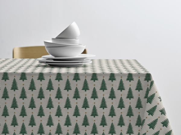 BITZ Södahl Christmas trees Acrylic tablecloth w. antislip 140 cm Pine green