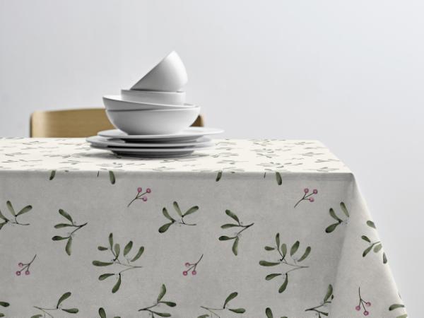 BITZ Södahl Mistletoe Christmas tablecloth 140 x 350 cm Nature