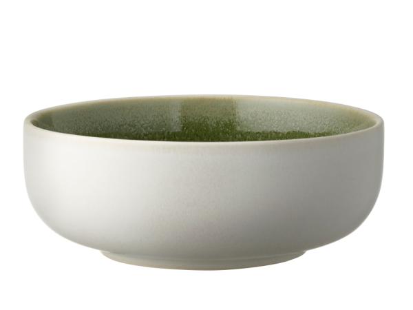 BITZ Studio Round North Bowl Dia 15 cm Matte white/Shiny moss