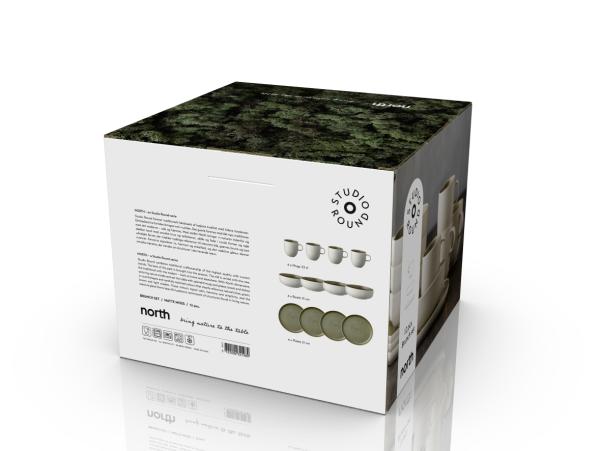 BITZ Studio Round North Brunch Set 12 Pcs Matte White/Matte Moss