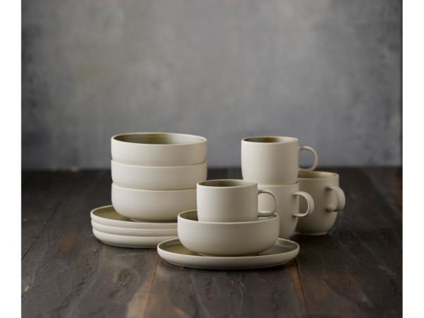 BITZ Studio Round North Brunch Set 12 Pcs Matte White/Matte Moss