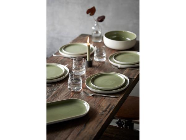 BITZ Studio Round North Dinner Plate Dia 27 Cm Matte White/Shiny Moss