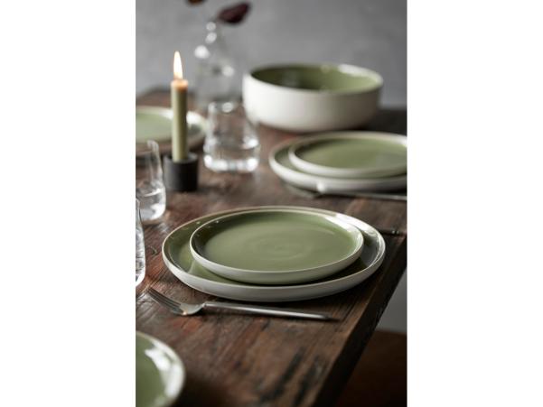 BITZ Studio Round North Dinner Plate Dia 27 Cm Matte White/Shiny Moss