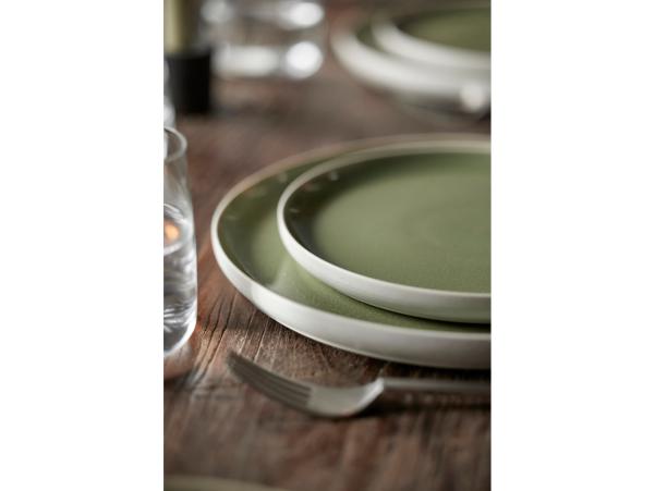 BITZ Studio Round North Lunch Plate Dia 21 Cm Matte White/Shiny Moss