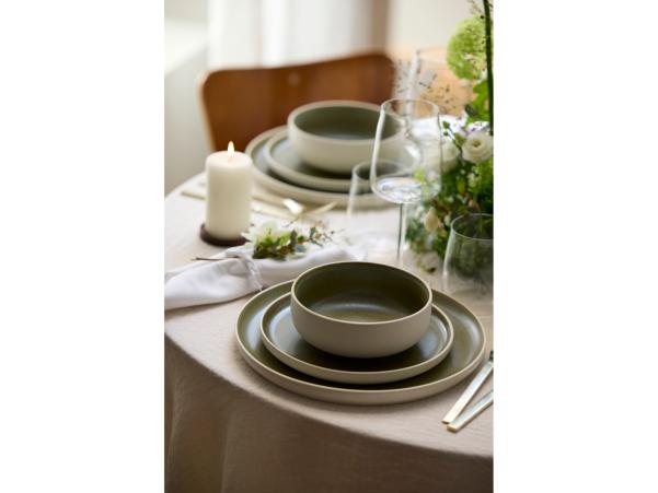 BITZ Studio Round North Lunch Plate Dia 21 Cm Matte White/Matte Moss