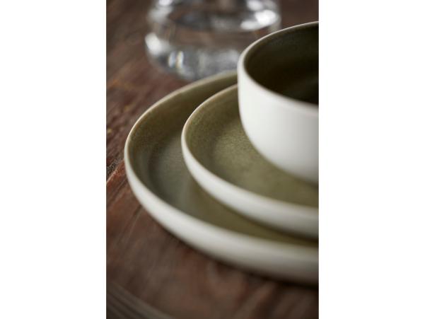 BITZ Studio Round North Lunch Plate Dia 21 Cm Matte White/Matte Moss