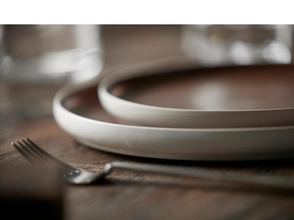 BITZ Studio Round North Lunch Plate Dia 21 Cm Matte White/Matte Bark