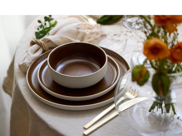BITZ Studio Round North Lunch Plate Dia 21 Cm Matte White/Matte Bark