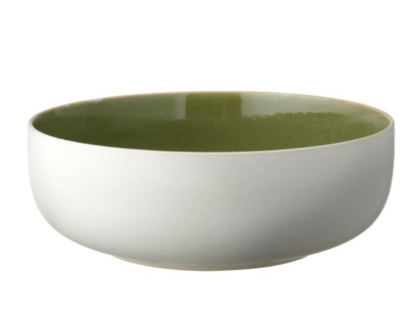 BITZ Studio Round North Salad bowl Dia 25 cm Matte white/Shiny moss
