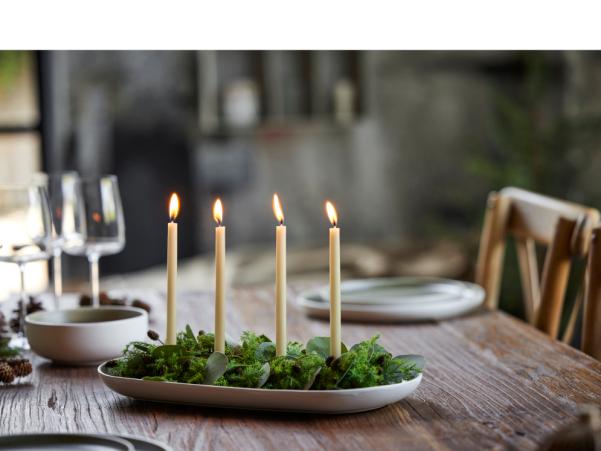 BITZ Studio Round North Serving Dish 38 X 19 Cm Matte White/Matte Moss