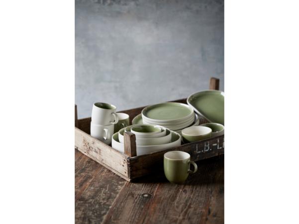 BITZ Studio Round North Serving Dish 38 X 19 Cm Matte White/Shiny Moss