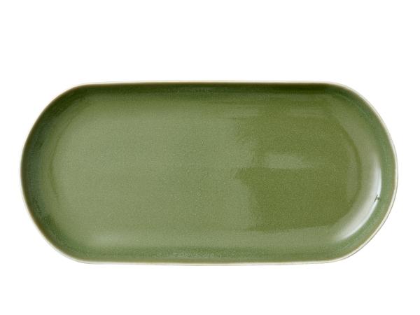 BITZ Studio Round North Serving dish 38 x 19 cm Matte white/Shiny moss