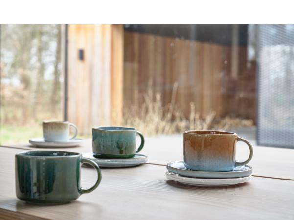 BITZ Villa Collection Allure Espresso Cup Dia 6.5 X 5.1 Cm 0.08 Liter 2 Pcs Blue/Amber