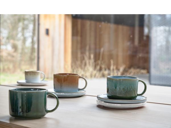 BITZ Villa Collection Allure Mug W. Handle Dia 8.5 X 6 Cm 0.16 Liter 2 Pcs Blue/Amber
