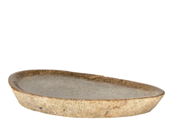 BITZ Villa Collection Bark Dish Dia. 40 X 6 Cm Nature River Stone