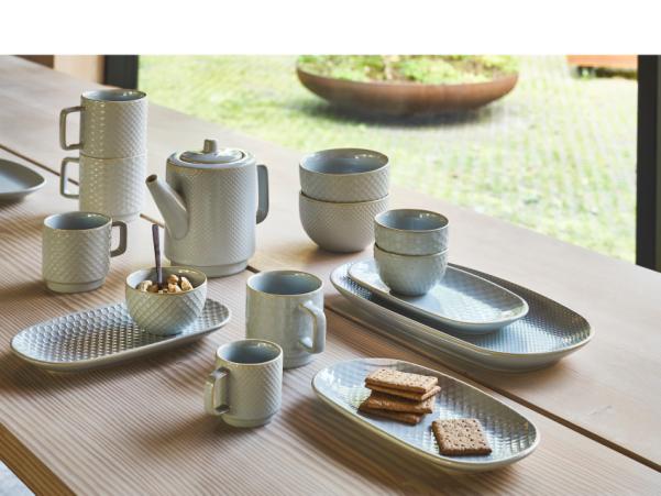 BITZ Villa Collection Elstra Serving Dish 35.5 X 18.8 X 3.5 Cm Light Blue