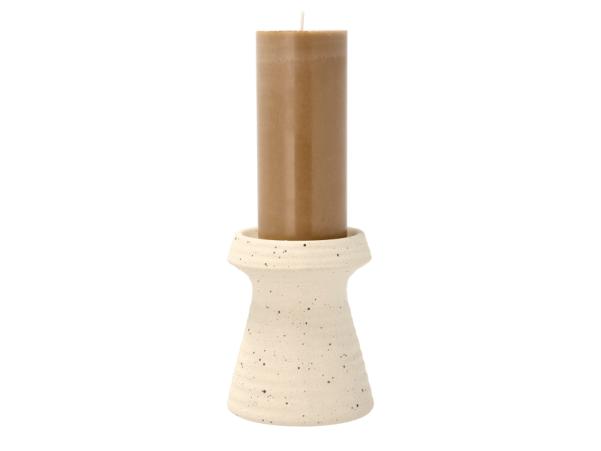 BITZ Villa Collection Elv Block Candlestick Dia 10 X 11.5 Cm Offwhite