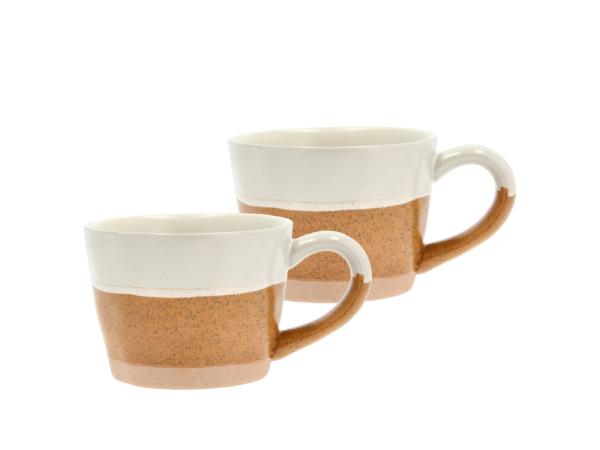 BITZ Villa Collection Evig Mug W. Handle Dia 14 X 10 X 7.3 Cm 0.3 Liter 2 Pcs Amber/Cream