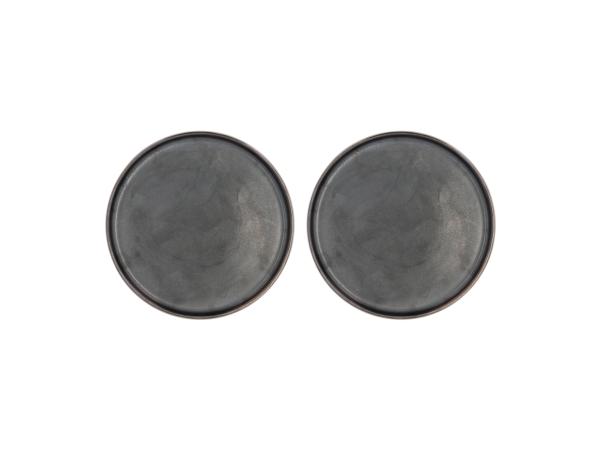 BITZ Villa Collection Fjord Lunch Plate Dia 20.5 X 1.5 Cm 2 Pcs Black Metallic