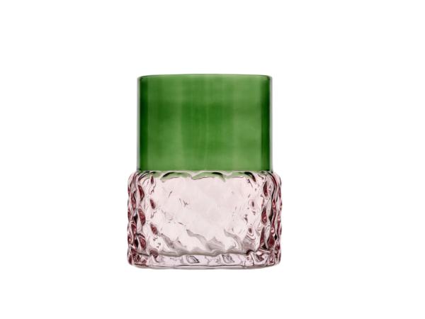 BITZ Villa Collection Glow Tealight holder Dia 7.7 x 10 cm Green/Rose