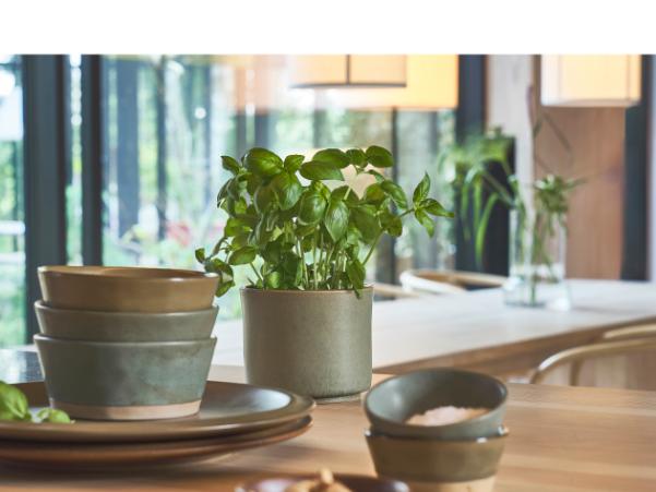 BITZ Villa Collection Leer Flowerpot Dia 17 X 15 Cm Green