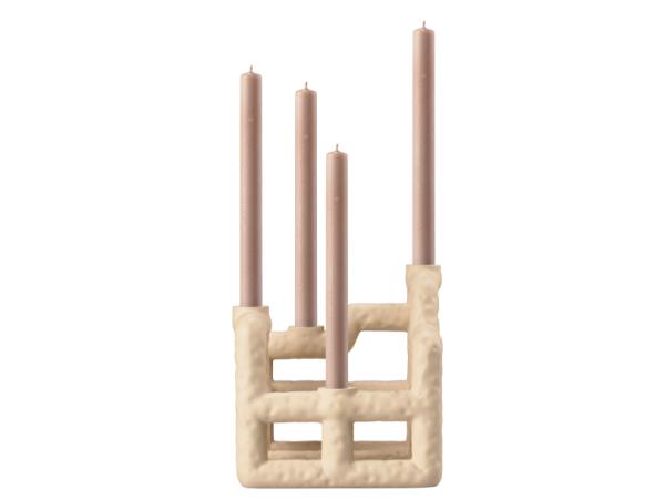 BITZ Villa Collection Lyng Candlestick 21 x 21 x 23 cm Sand
