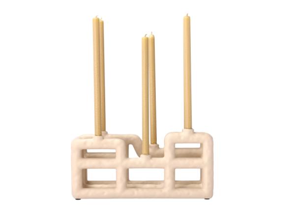 BITZ Villa Collection Lyng Candlestick 28 X 10 X 13.5 Cm Sand