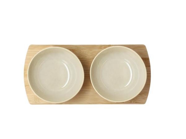 BITZ Villa Collection Shoku Bamboo Tray With 2 Bowls 28 5 X 13 Cm Soft Beige