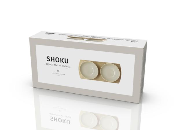 BITZ Villa Collection Shoku Bamboo Tray With 2 Bowls 28 5 X 13 Cm Soft Beige