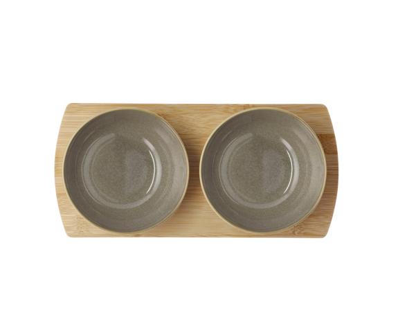 BITZ Villa Collection Shoku Bamboo Tray With 2 Bowls 28 5 X 13 Cm Warm Brown