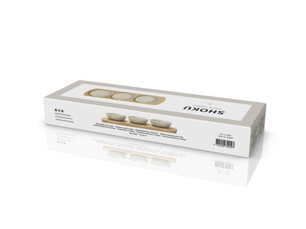 BITZ Villa Collection Shoku Bamboo Tray With 3 Bowls 32 X 10 Cm Soft Beige