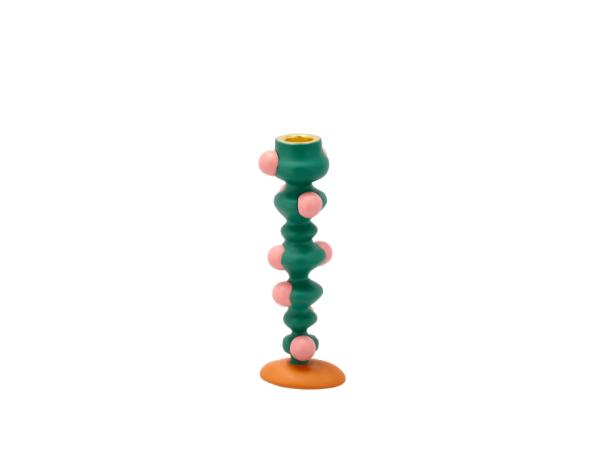 BITZ Villa Collection Styles Candlestick 6 x 5 x 18 cm Green/Rose