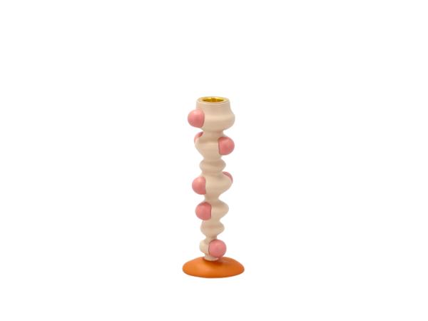 BITZ Villa Collection Styles Candlestick 6 x 5 x 18 cm Offwhite/Rose