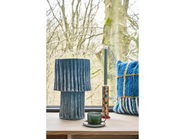 BITZ Villa Collection Styles Candlestick 6 X 5 X 21 Cm Blue/Amber