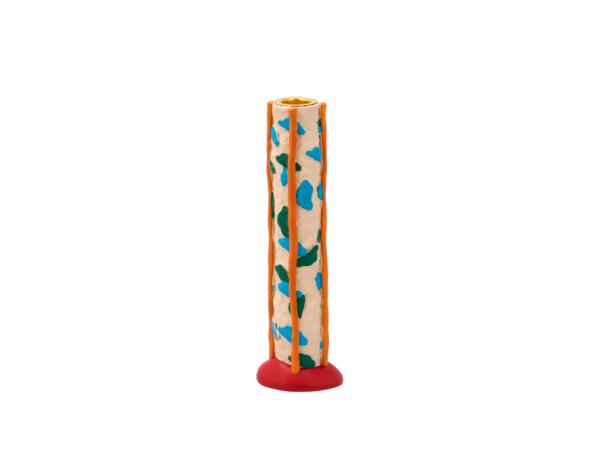 BITZ Villa Collection Styles Candlestick 6 x 5 x 21 cm Blue/Amber