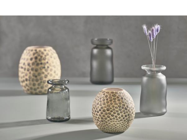 BITZ Villa Collection Taia Decoration Vase Dia 18.5 X 20 Cm Cream/Grey