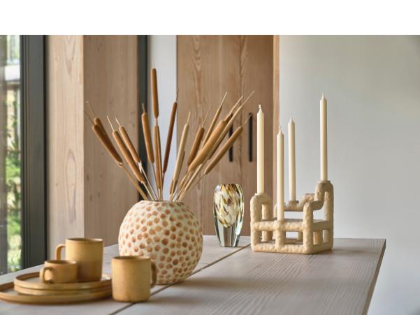 BITZ Villa Collection Tana Decoration Vase Dia 18.5 X 20 Cm Cream/Nougat