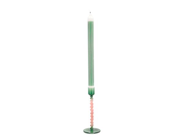 BITZ Villa Collection Vivid Glass Candlestick Dia 7.4 X 16.3 Cm Green/Rose
