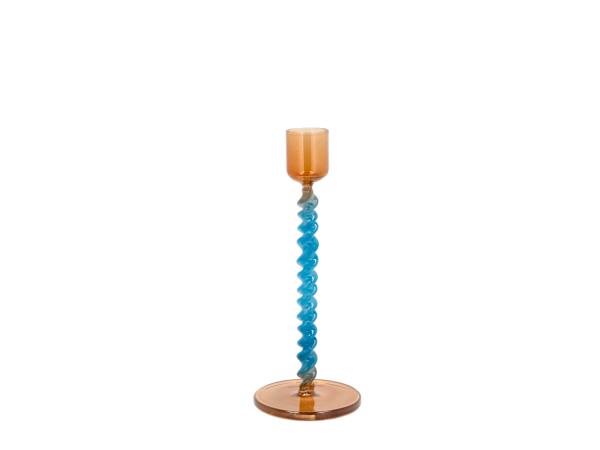 BITZ Villa Collection Vivid Glass candlestick Dia 7.4 x 16.3 cm Blue/Amber