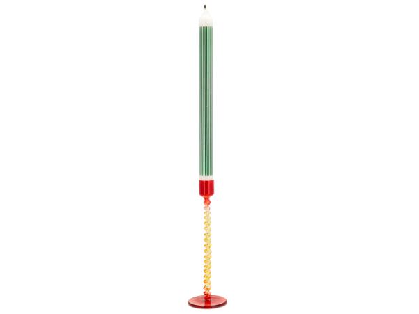 BITZ Villa Collection Vivid Glass Candlestick Dia 7.4 X 20.3 Cm Yellow/Red