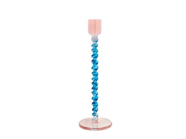 BITZ Villa Collection Vivid Glass candlestick Dia 7.4 x 20.3 cm Blue/Rose