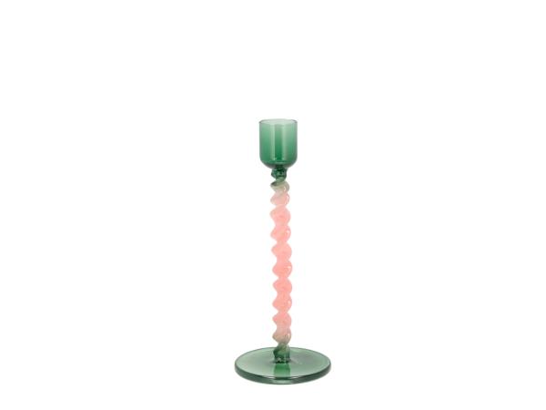 BITZ Villa Collection Vivid Glass candlestick Dia 7.4 x 16.3 cm Green/Rose