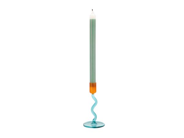 BITZ Villa Collection Vivid Glass Candlestick Dia 8.5 X 15.3 Cm Blue/Amber
