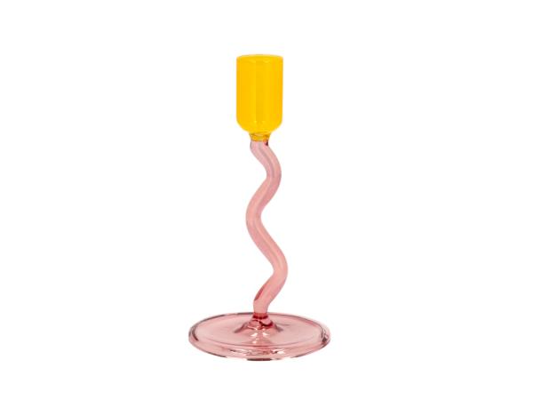 BITZ Villa Collection Vivid Glass candlestick Dia 8.5 x 15.3 cm Rose/Yellow